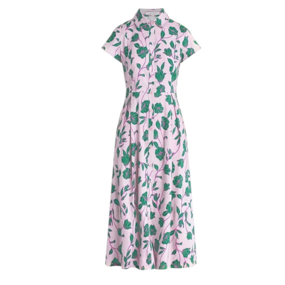 Favorite Daughter- Sunday Best Dress Floral Pink and Green Midi Size Medium - Picture 4 of 7